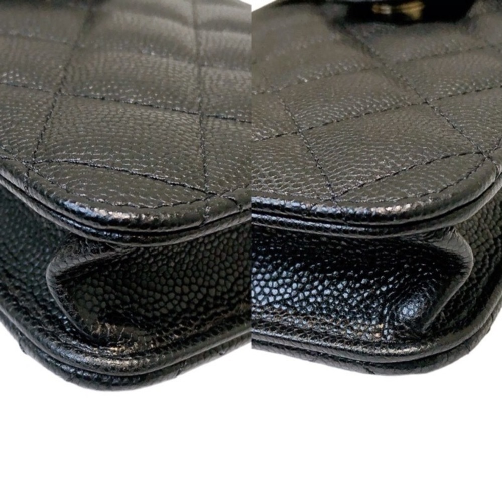 CHANEL Phone Pouch Black Caviar Skin Shoulder Bag - Picture 9 of 11